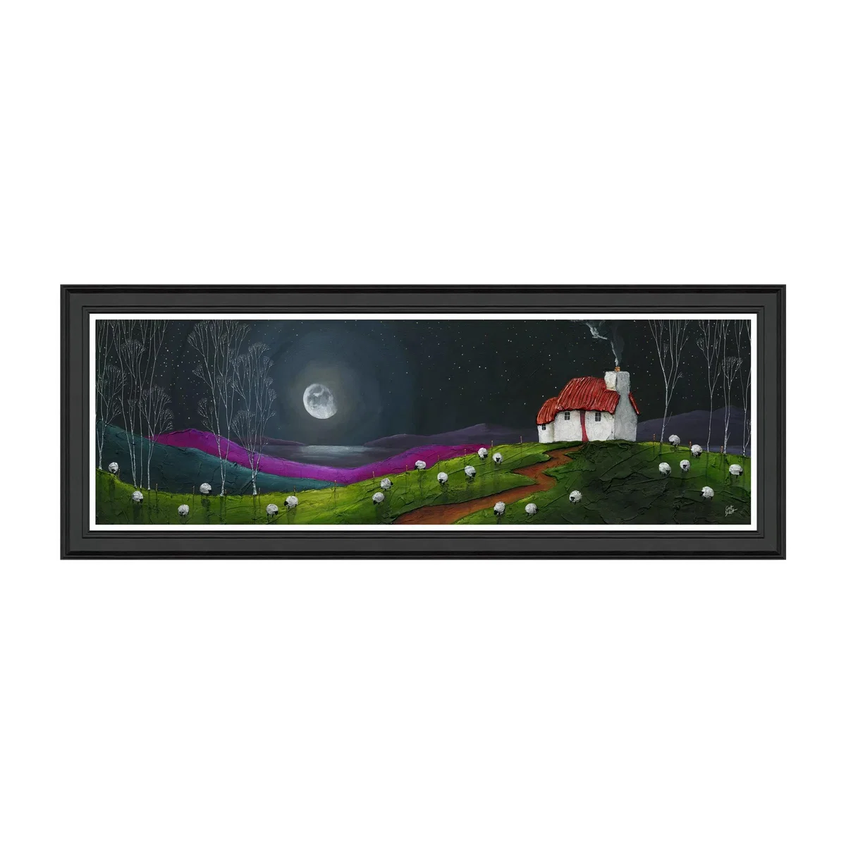 John Lewis Geoff Beckett 'Dreaming' Framed Print, 49 x 129cm, Purple/Green – image 1