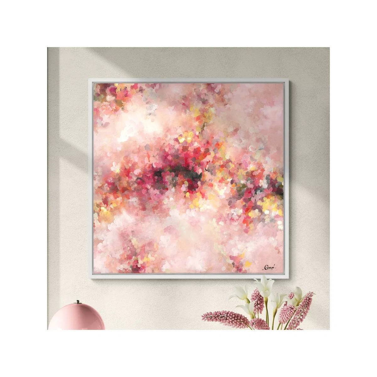 Maria Esmar - 'Roses' Abstract Canvas Print, 104 x 104cm, Pink – image 2