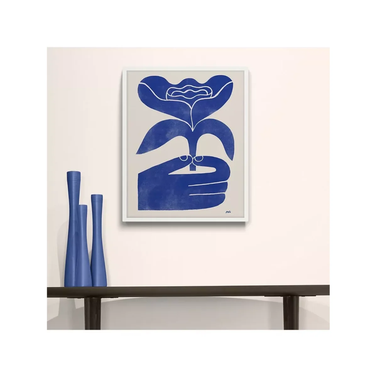 Marcello Velho - 'My Petal Blue' Framed Print, 52 x 42cm, Blue – image 4