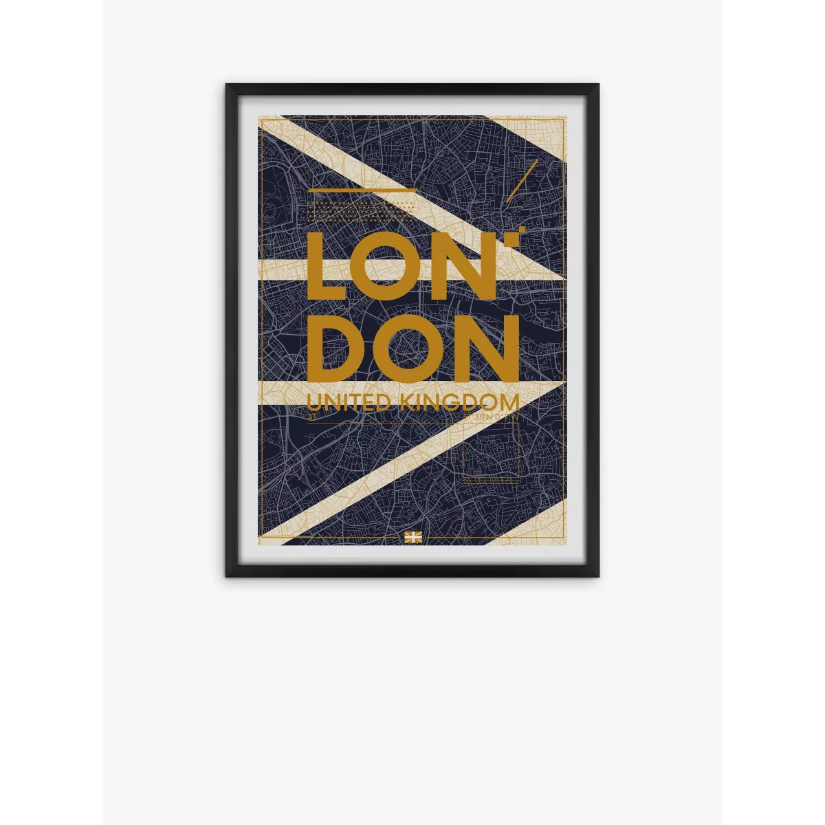 London Map Framed Print, 65.5 x 49.5cm, Blue – image 3