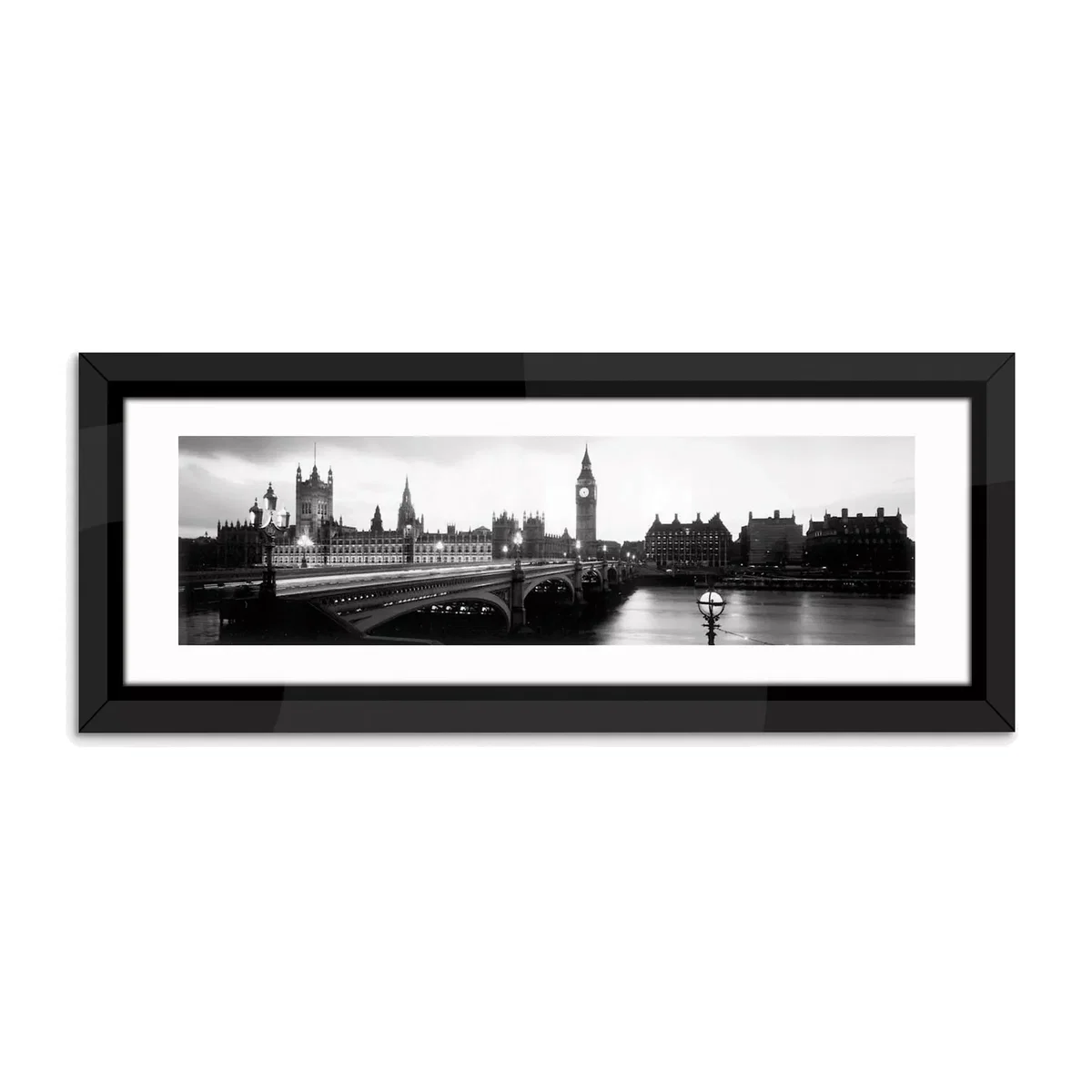 London's River Thames at Westminster - Framed Print & Mount, 43 x 100cm