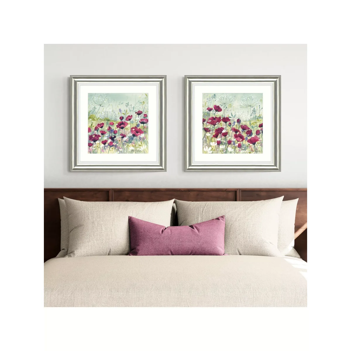 Catherine Stephenson - Poppy & Daisy Framed Print & Mount, Set of 2, 60.5 x 60.5cm, Red/Multi – image 2