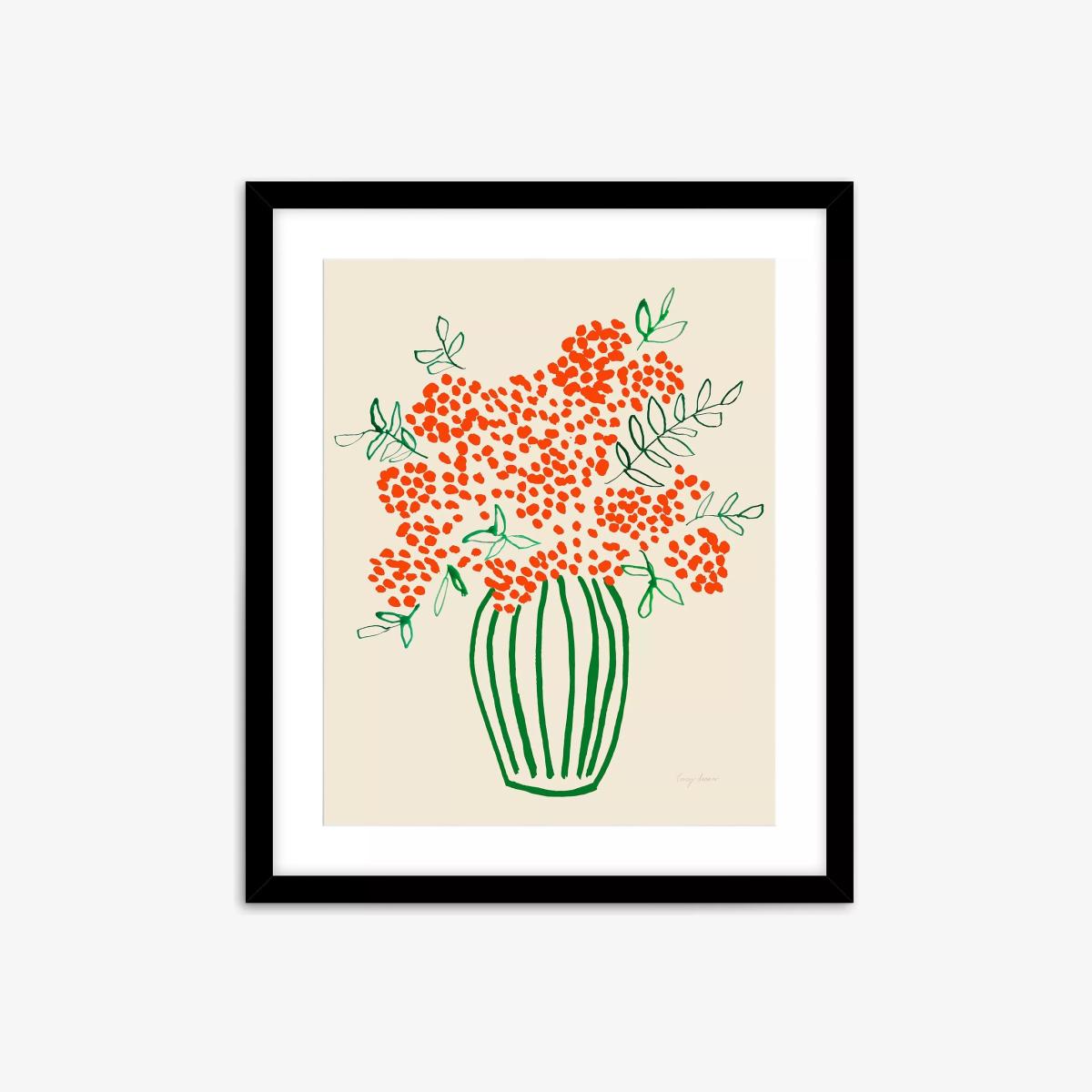 John Lewis Lucy Deaner 'Tall Vase of Orange Berries' Framed Print & Mount, 63.5 x 53.5cm, Orange – image 1