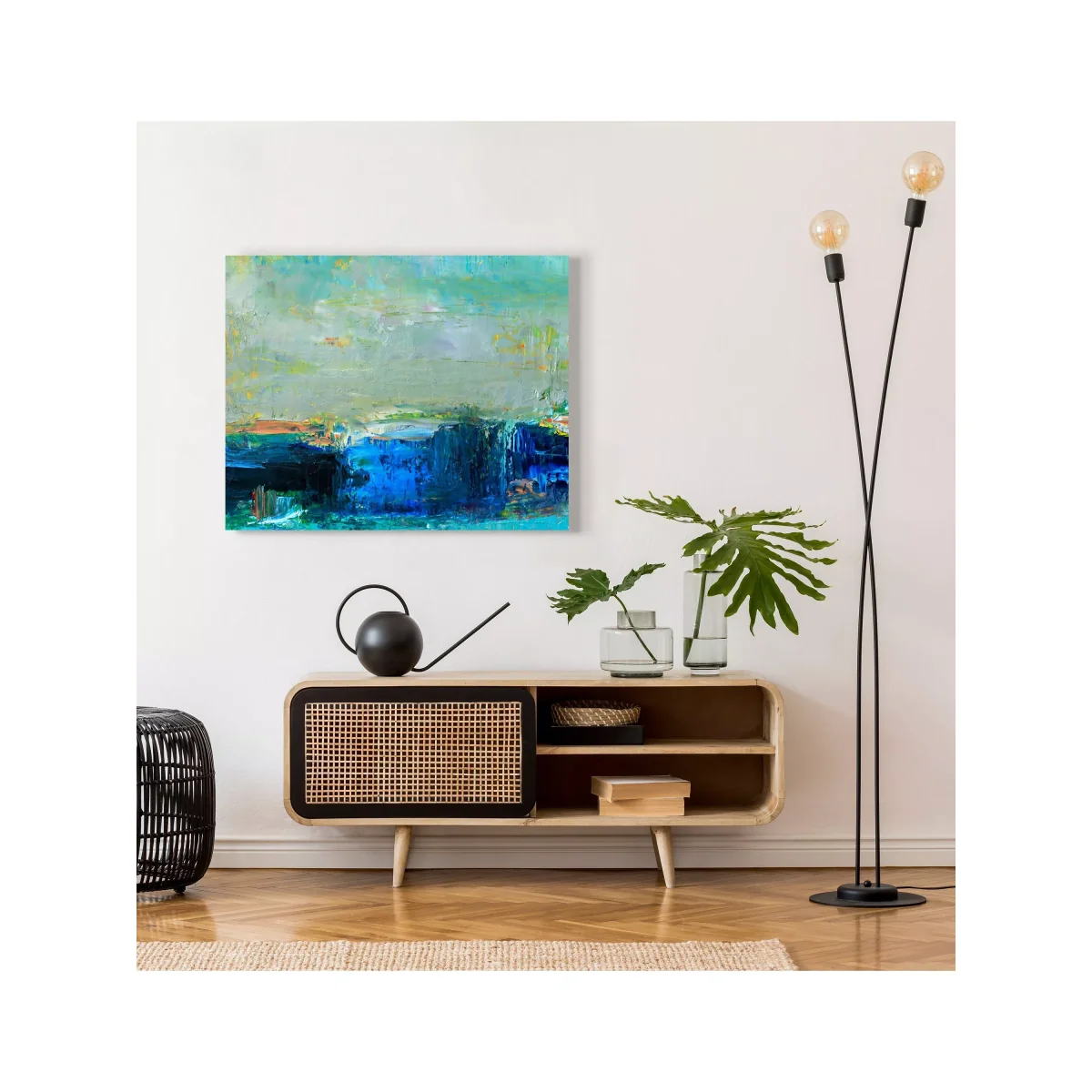 Shades of Blue Abstract Canvas Print, 61 x 76cm, Blue – image 3