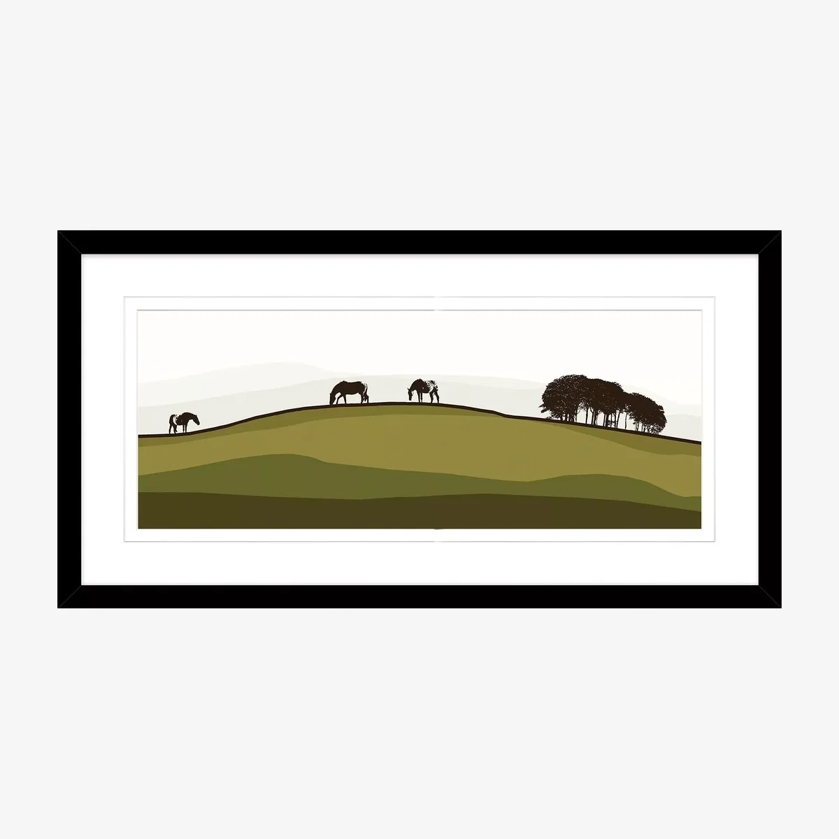 Jacky Al-Samarraie - Horses On A Hill, Framed Print, 44 x 84cm