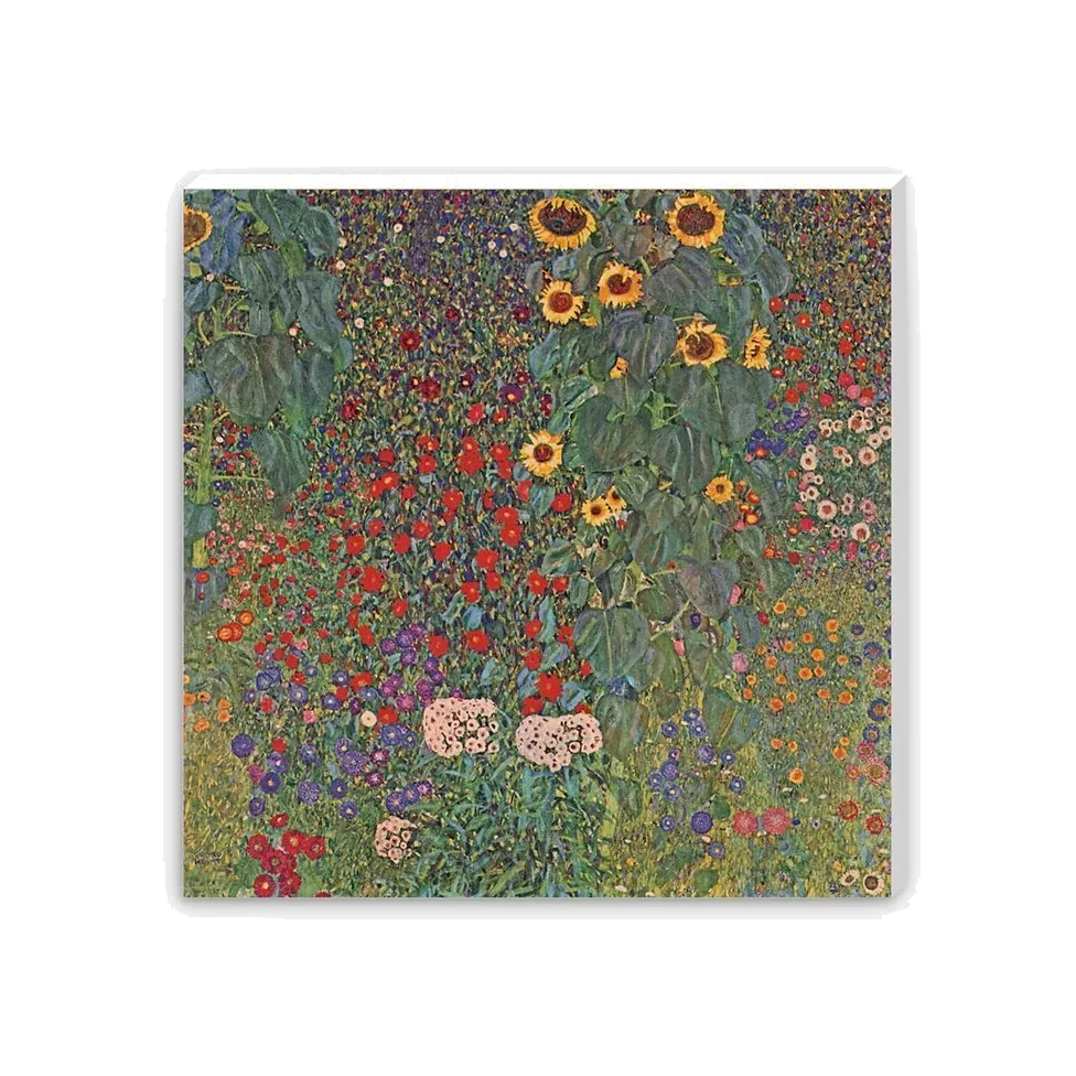 Gustav Klimt - 'Farm Garden with Sunflowers' Canvas Print, 90 x 90cm, Green