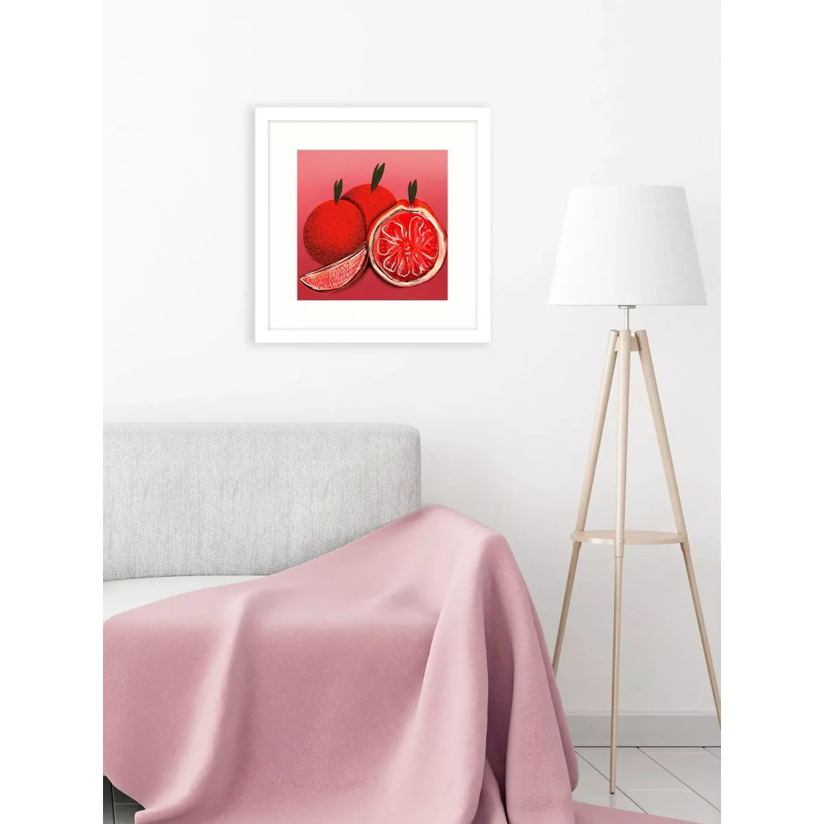 Meera Knowles - 'Orange' Framed Canvas Print, 43.5 x 43.5cm, Red – image 2