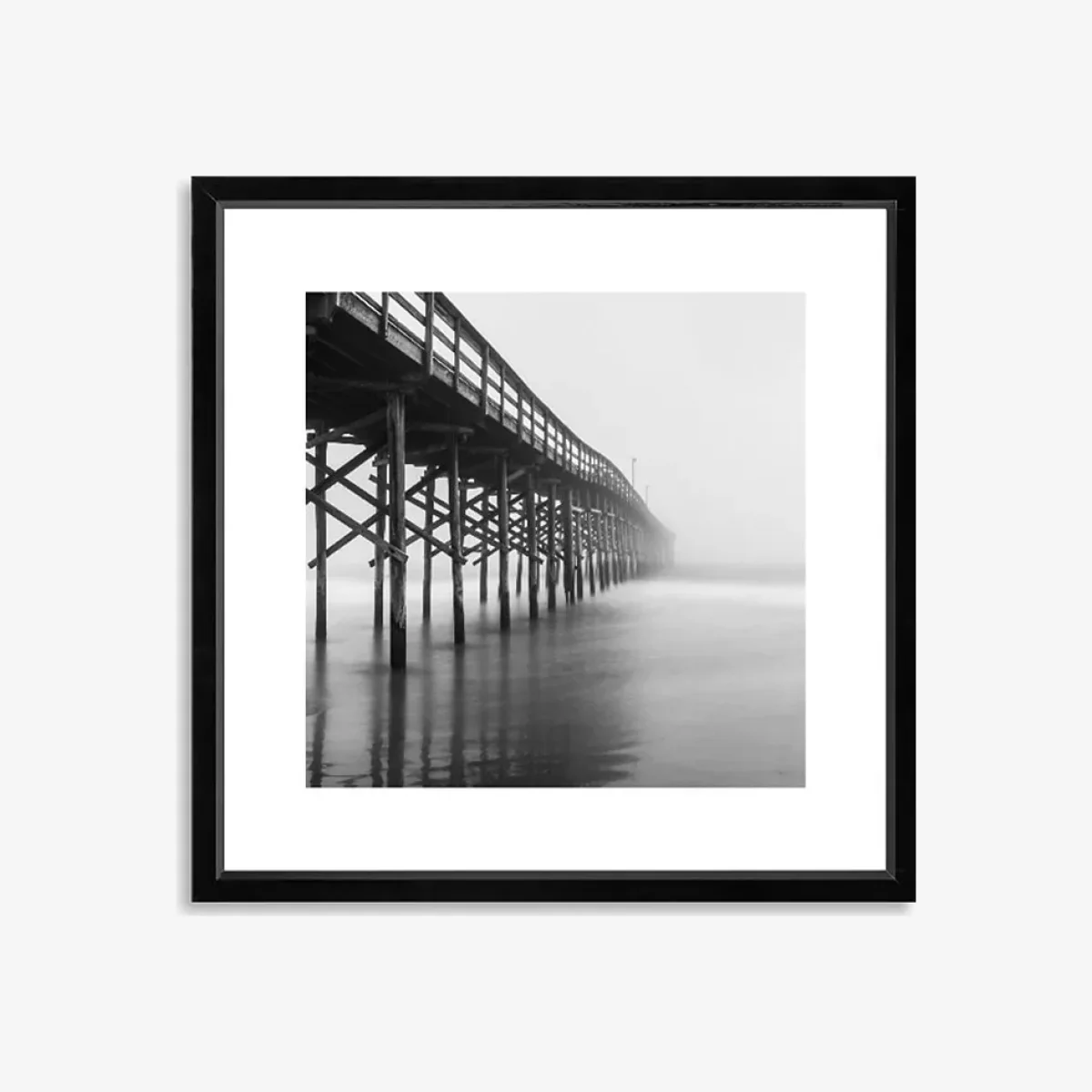 Pier 2 - Framed Print & Mount, 56 x 56cm, Black/White – image 1