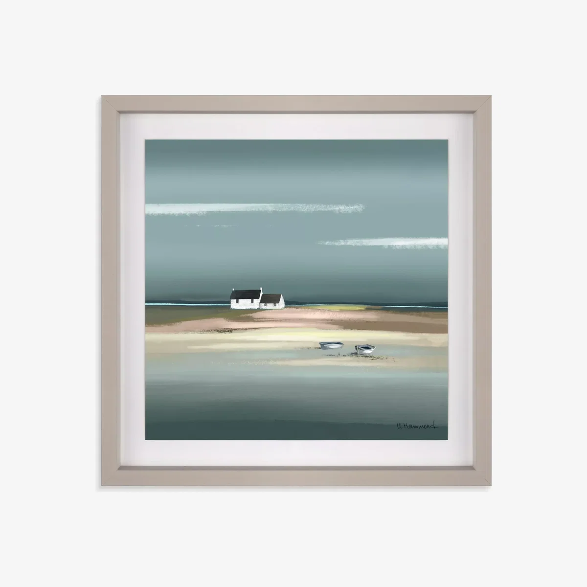 Ulyana Hammond - Azure Framed Print & Mount, 38 x 38cm, Blue