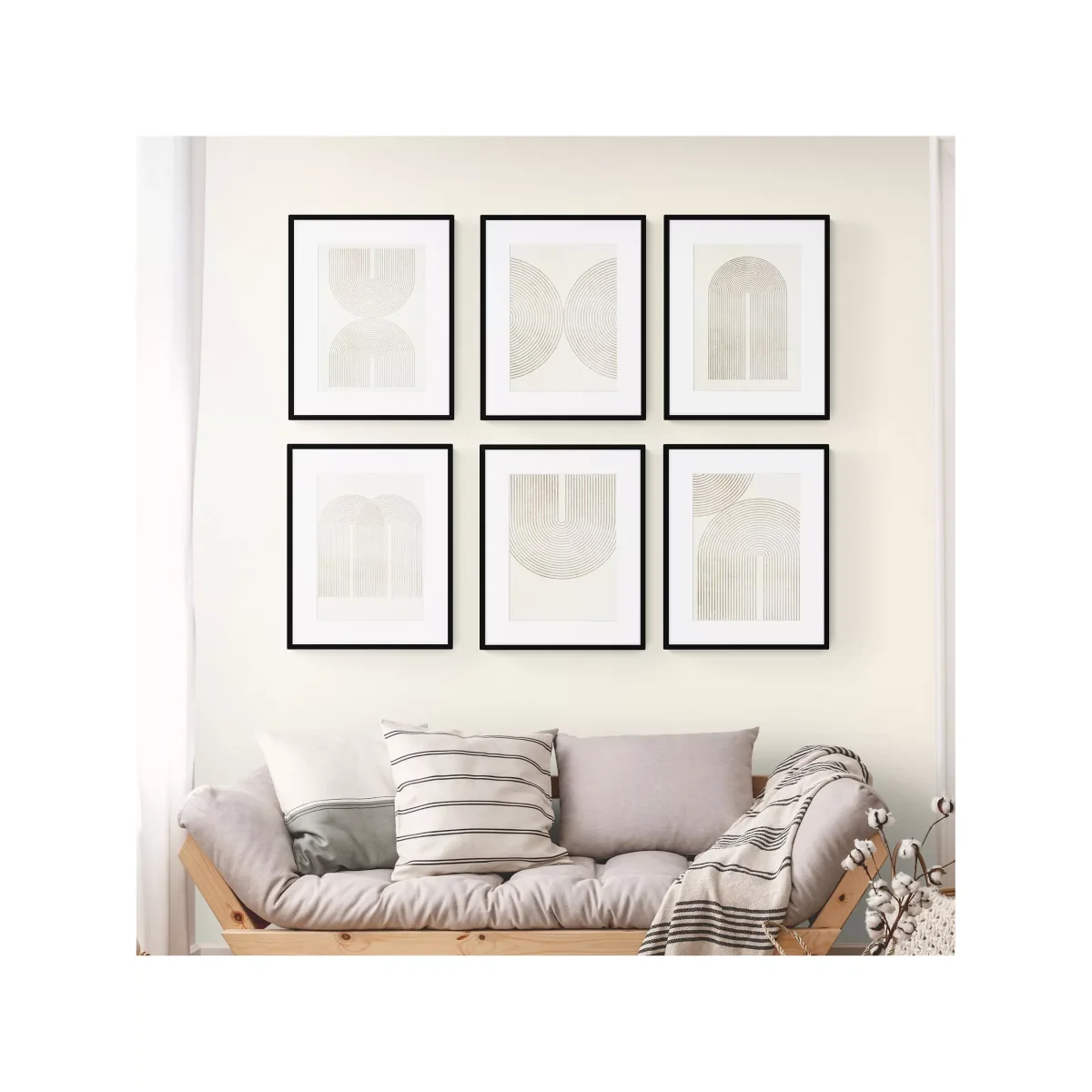 Print Punk Studio - 'Boho Neutral' Framed Print & Mount, Set of 6, 52 x 42cm, Neutral – image 2