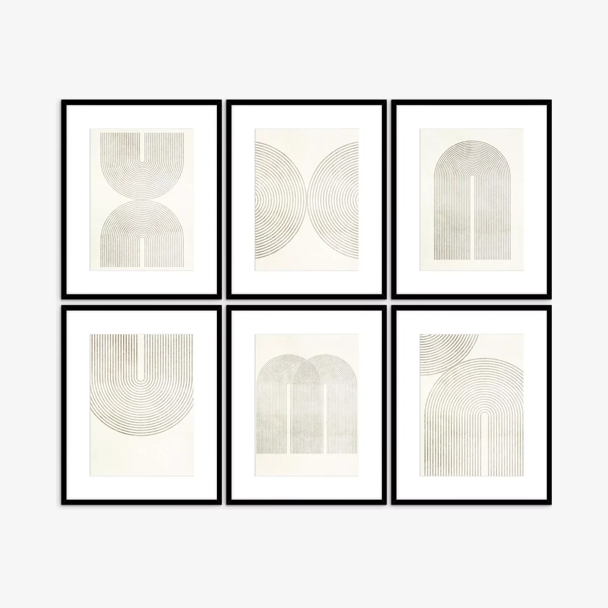 Print Punk Studio - 'Boho Neutral' Framed Print & Mount, Set of 6, 52 x 42cm, Neutral – image 1