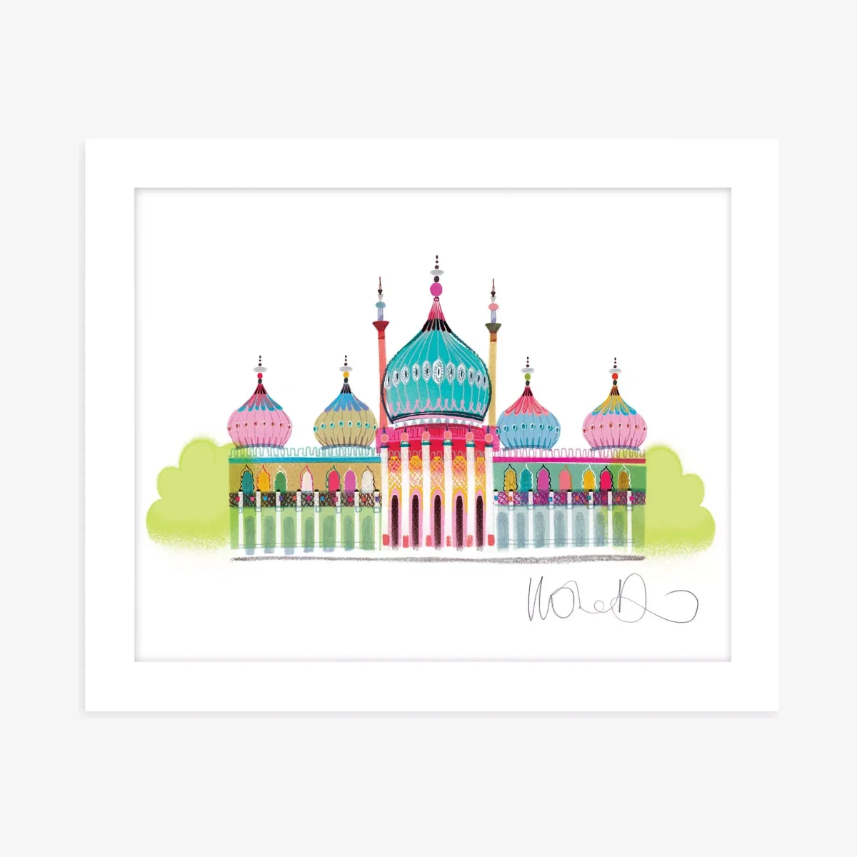Ilona Drew - 'Brighton Pavilion' Framed Print, 27.5 x 33.5cm, Multi