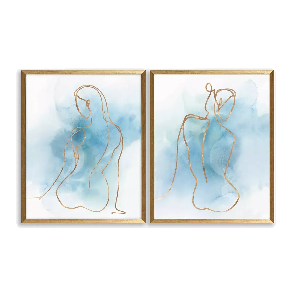 Isabelle Z - Nudes Framed Prints, Set of 2, 43 x 33cm, Blue/Gold