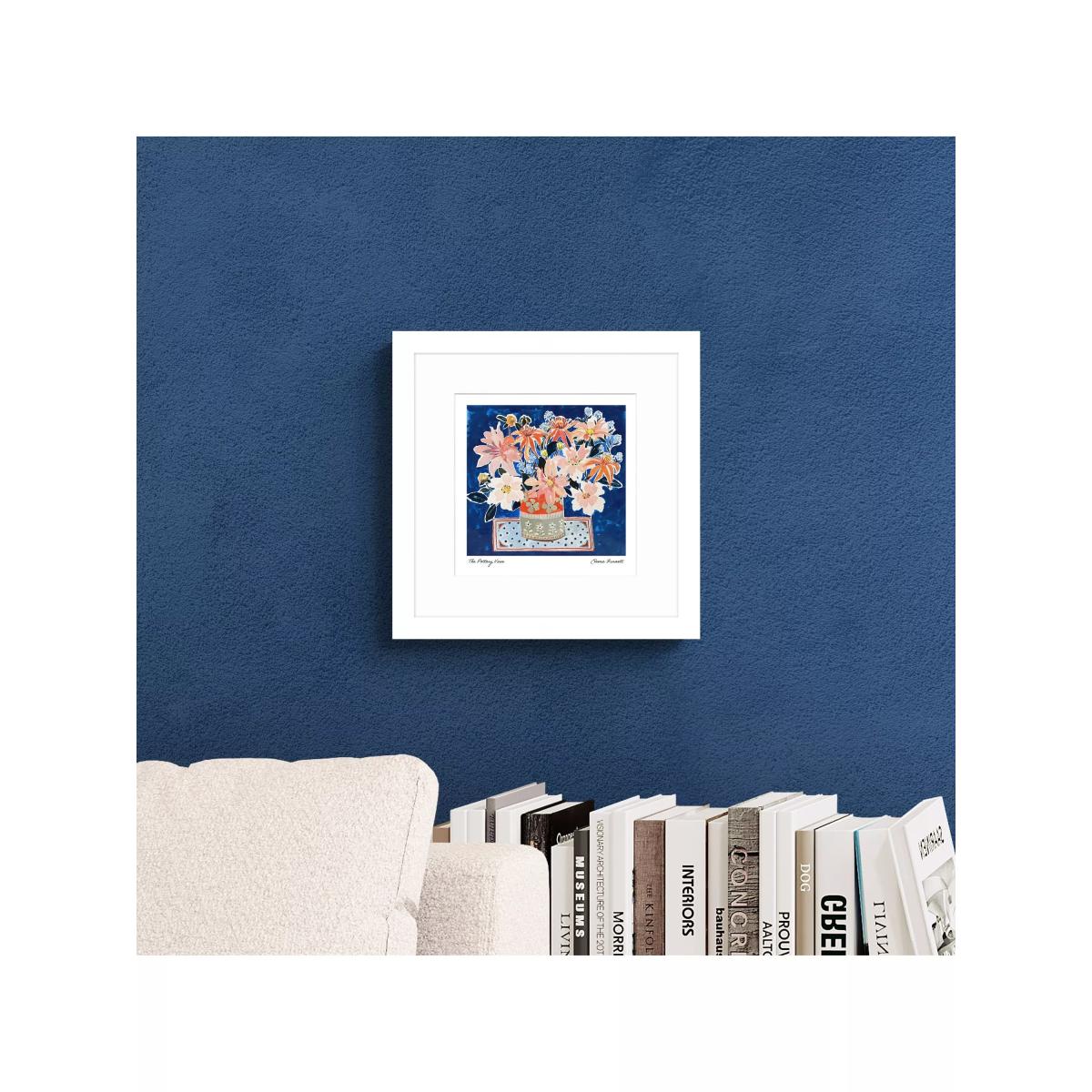 John Lewis Emma Burnett 'Pot Vase' Framed Print & Mount, Blue/White – image 2
