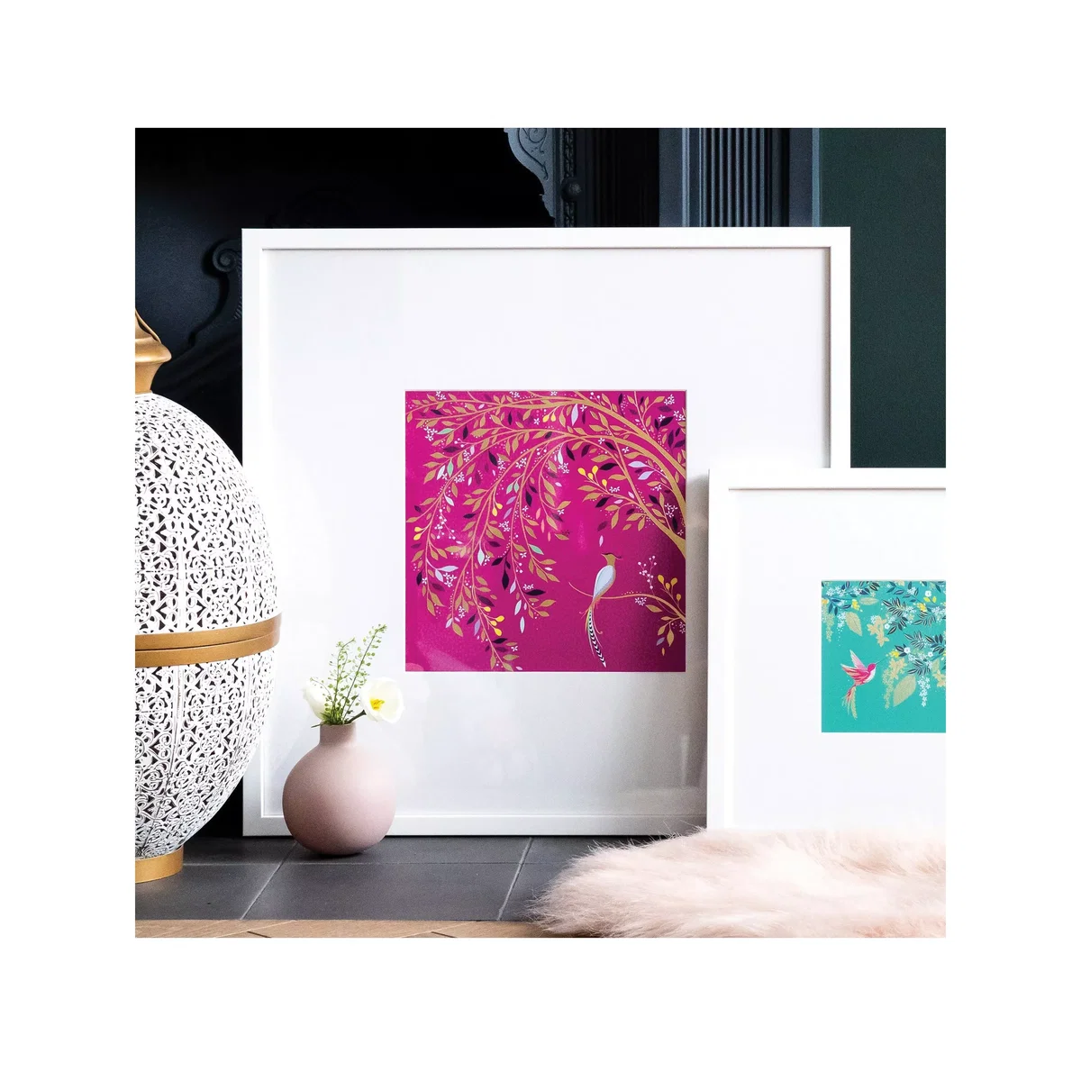 Sara Miller - 'Songbird' Framed Print & Mount, 52 x 52cm, Pink – image 2
