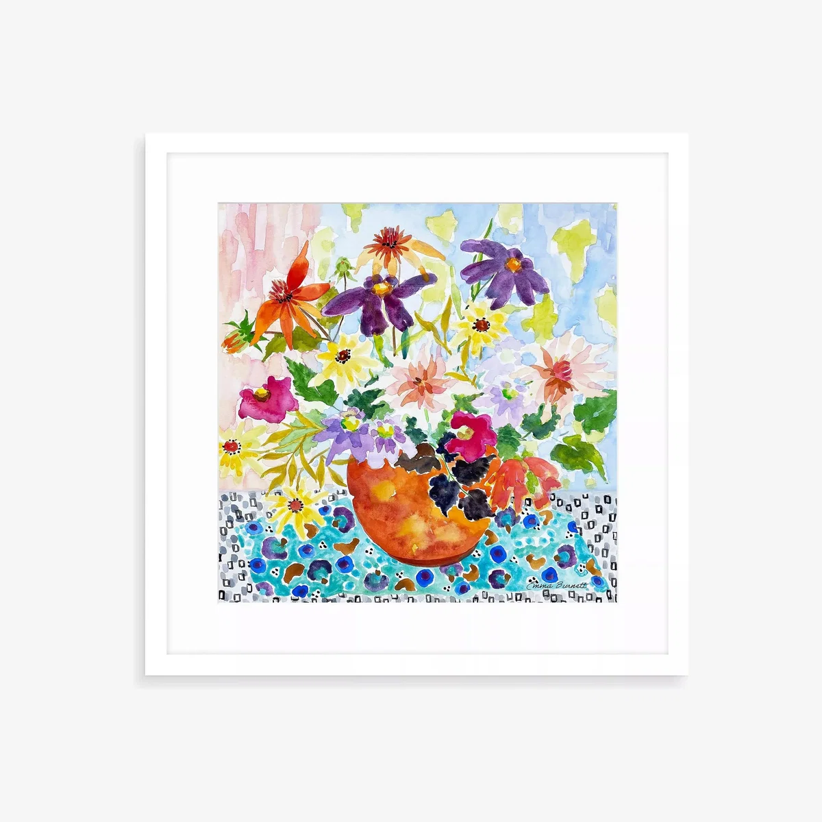 John Lewis Emma Burnett 'The Orange Vase' Framed Print & Mount, Orange/Multi – image 1
