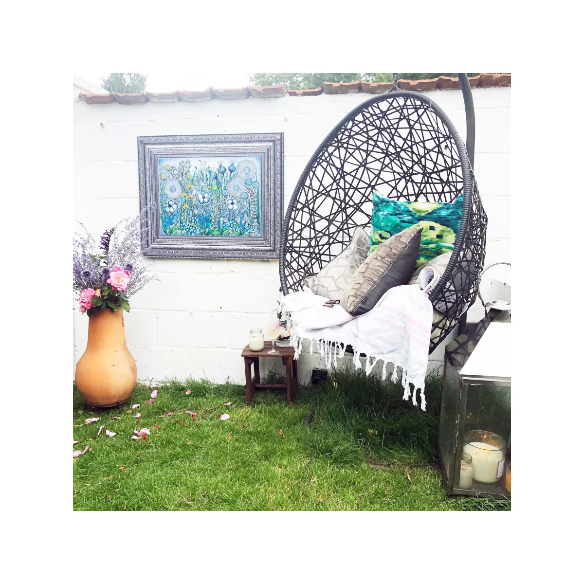 YARDART - Helen Lynch 'Secret Garden' Outdoor Waterproof Framed Print, 58.5 x 73cm, Green/Blue – image 4