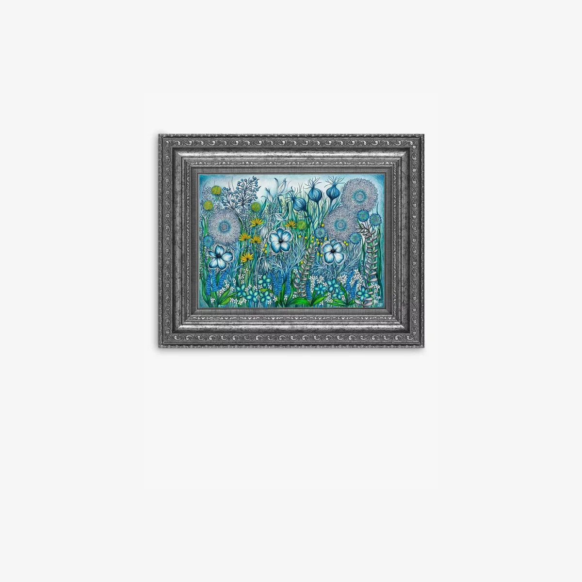 YARDART - Helen Lynch 'Secret Garden' Outdoor Waterproof Framed Print, 58.5 x 73cm, Green/Blue – image 1