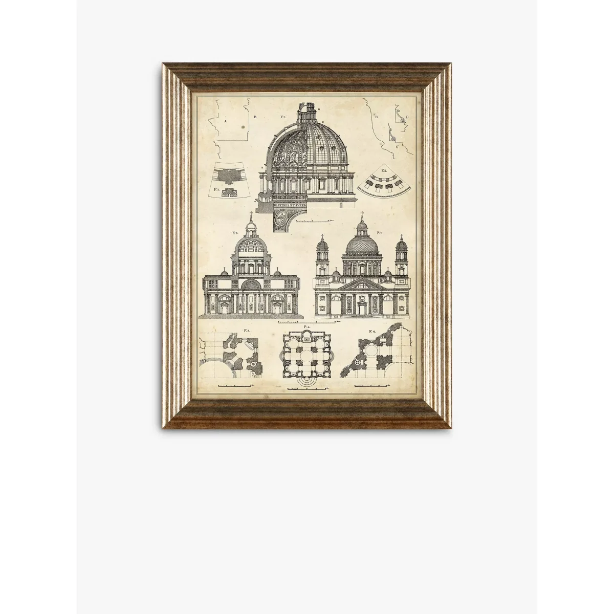 Vintage Architecture Framed Prints, Set of 4, 47 x 37cm, Black/White – image 2
