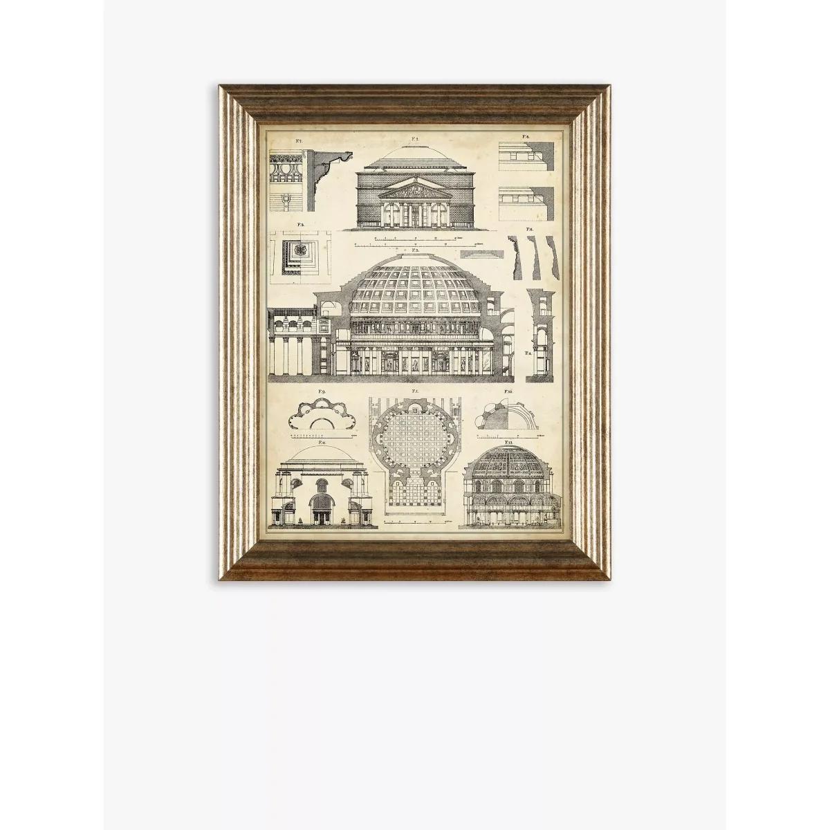 Vintage Architecture Framed Prints, Set of 4, 47 x 37cm, Black/White – image 3