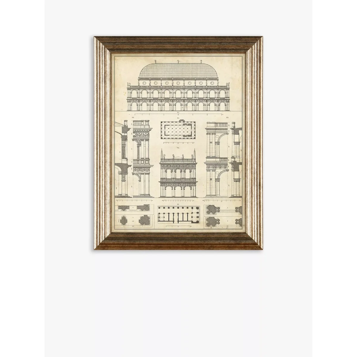 Vintage Architecture Framed Prints, Set of 4, 47 x 37cm, Black/White – image 4