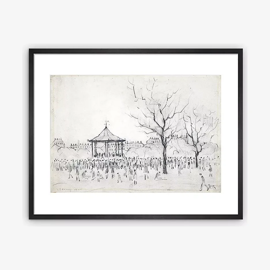 LS Lowry - 'Peel Park Bandstand, Salford' Framed Print & Mount, 42 x 52cm, Grey