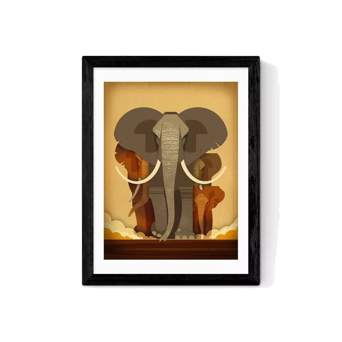 EAST END PRINTS Dieter Braun 'Elephant Stampede' Framed Print – image 1