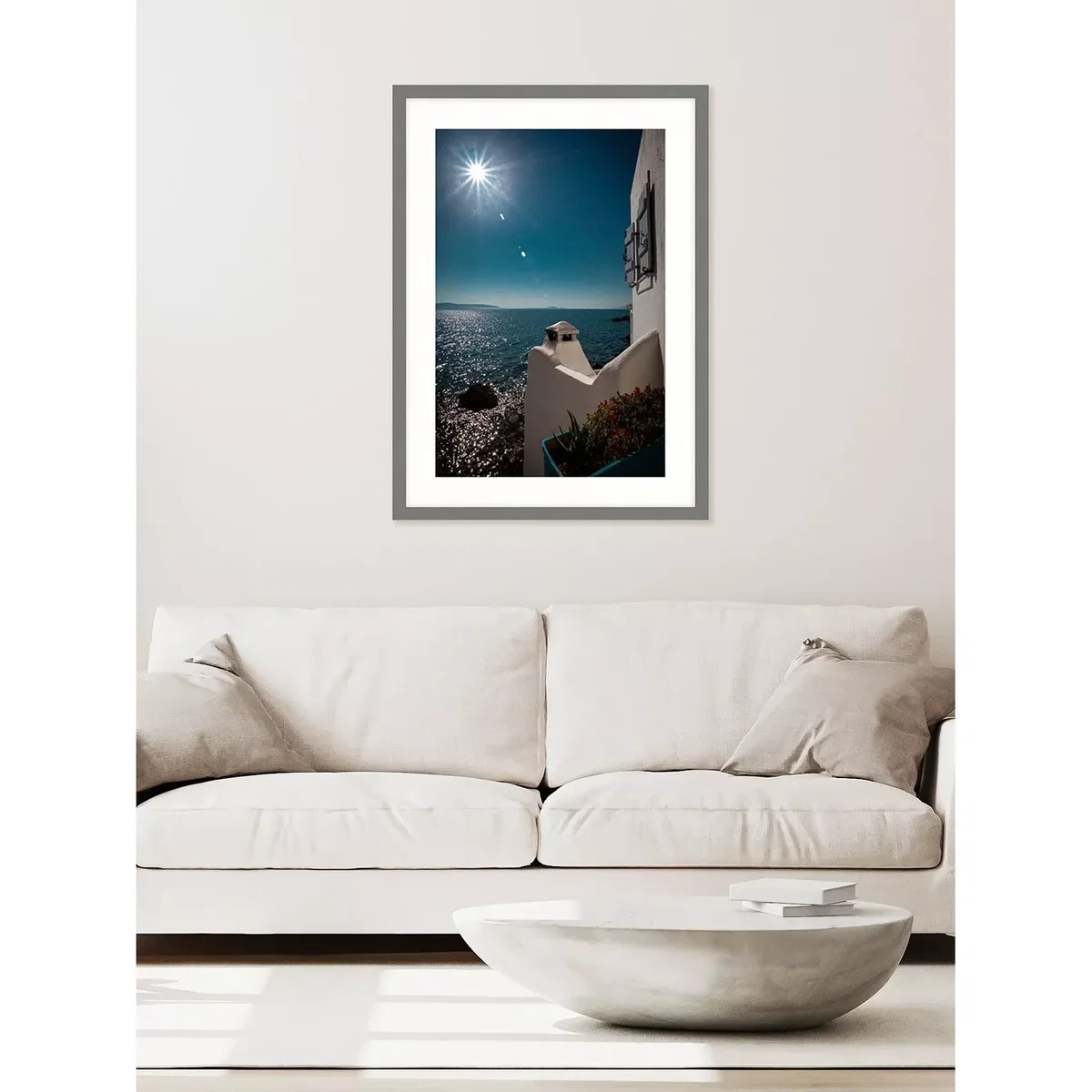 Zoe Austin - 'Greek Outlook' Framed Print & Mount, 73.5 x 53.5cm, Blue – image 3