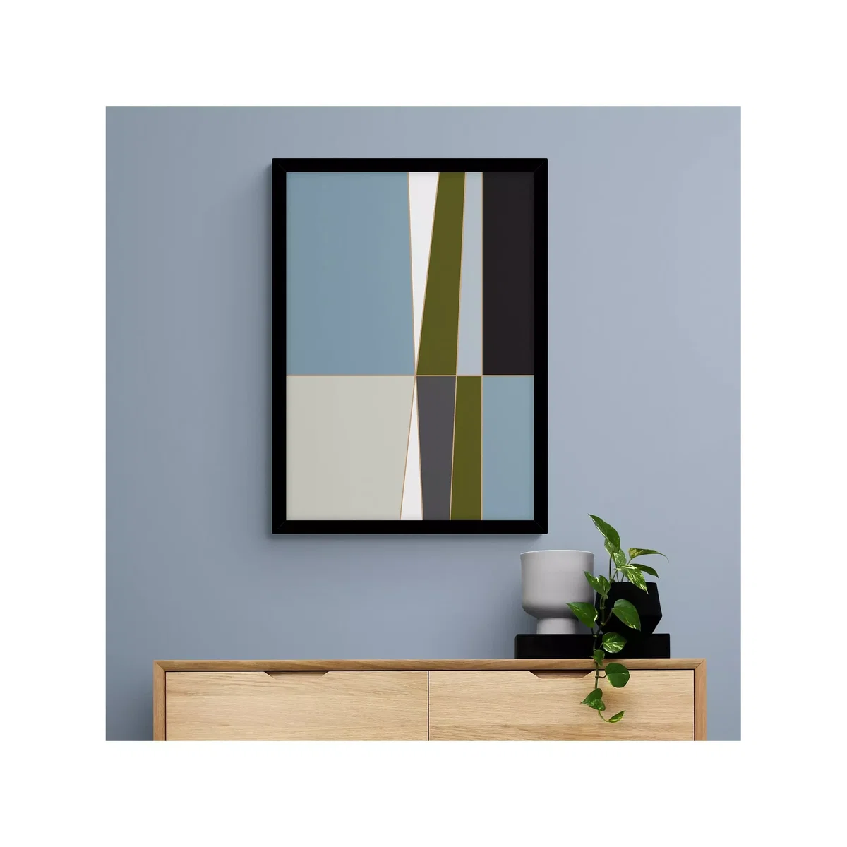 Sandi Hauanio - 'Wide Open Green' Framed Print & Mount, 74.5 x 54.5cm, Blue/Multi – image 2