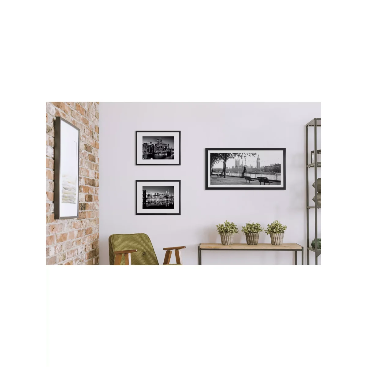 London Framed Print & Mount, 51 x 101cm, Black/White – image 2
