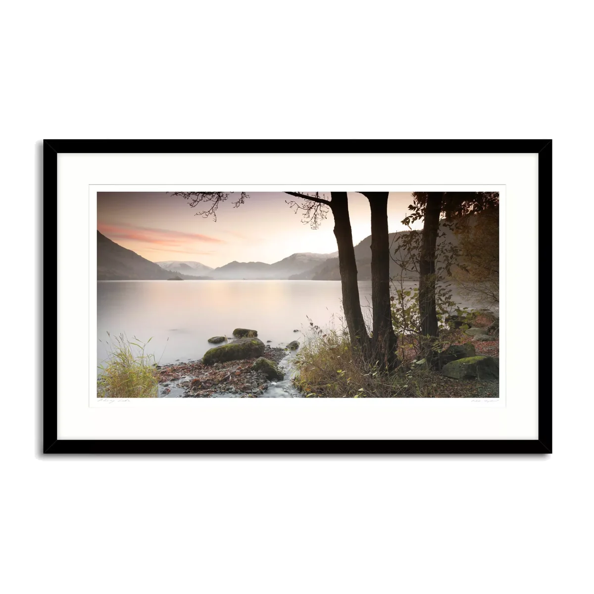 Mike Shepherd - 'Misty Lake' Framed Print & Mount, 64.5 x 104.5cm, Green/Multi – image 1