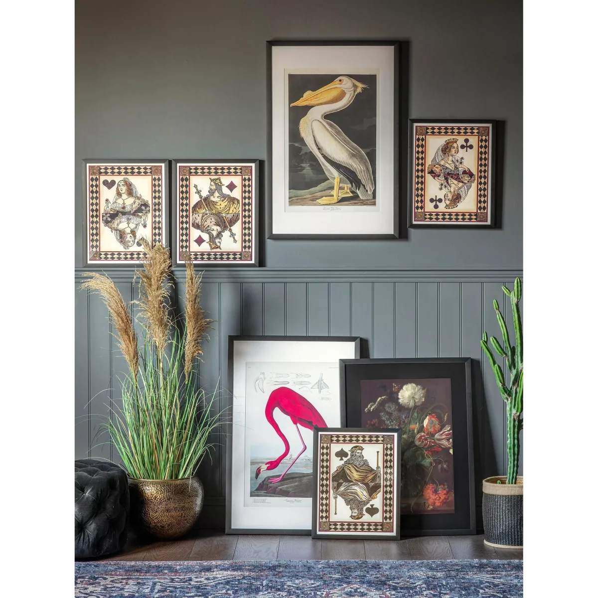 Royal Flush Cards Framed Prints, Set of 4, 50 x 40cm, Black/Multi – image 2