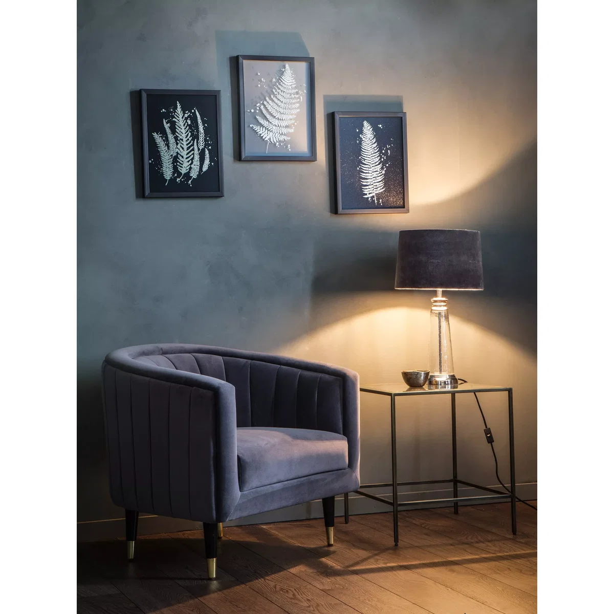 Ferns - Framed Prints, Set of 3, 43 x 33cm, Gold/Black – image 2