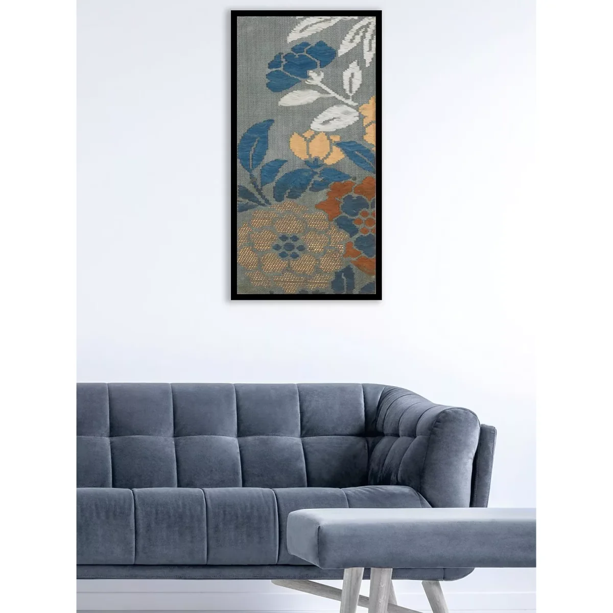 British Library - 'Textile Archive III' Framed Print, 83.5 x 43.5cm, Blue/Multi – image 2