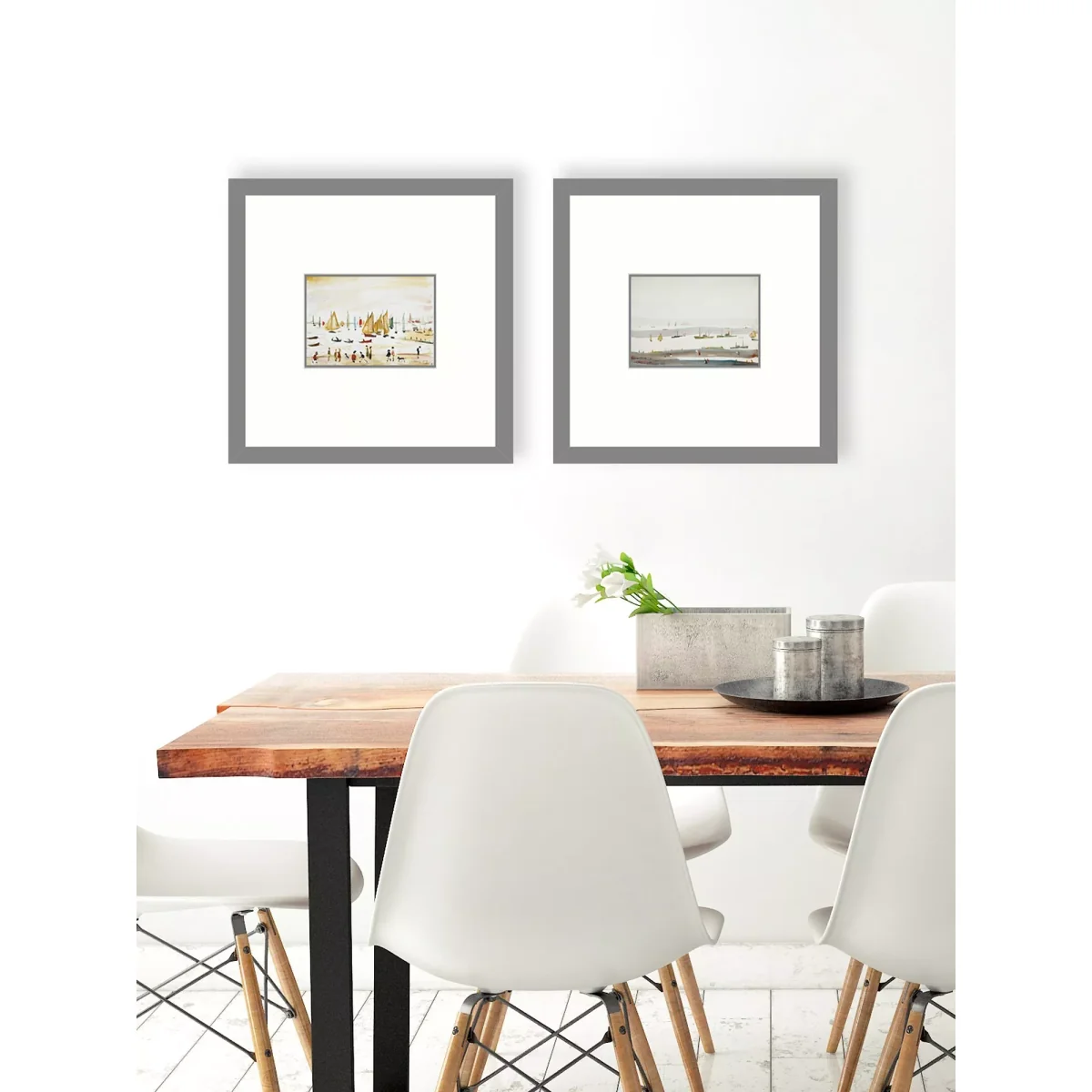 LS Lowry - 'Yachts' & 'The Estuary' Framed Print & Mount, Set of 2, 53.5 x 53.5cm, Multi – image 2