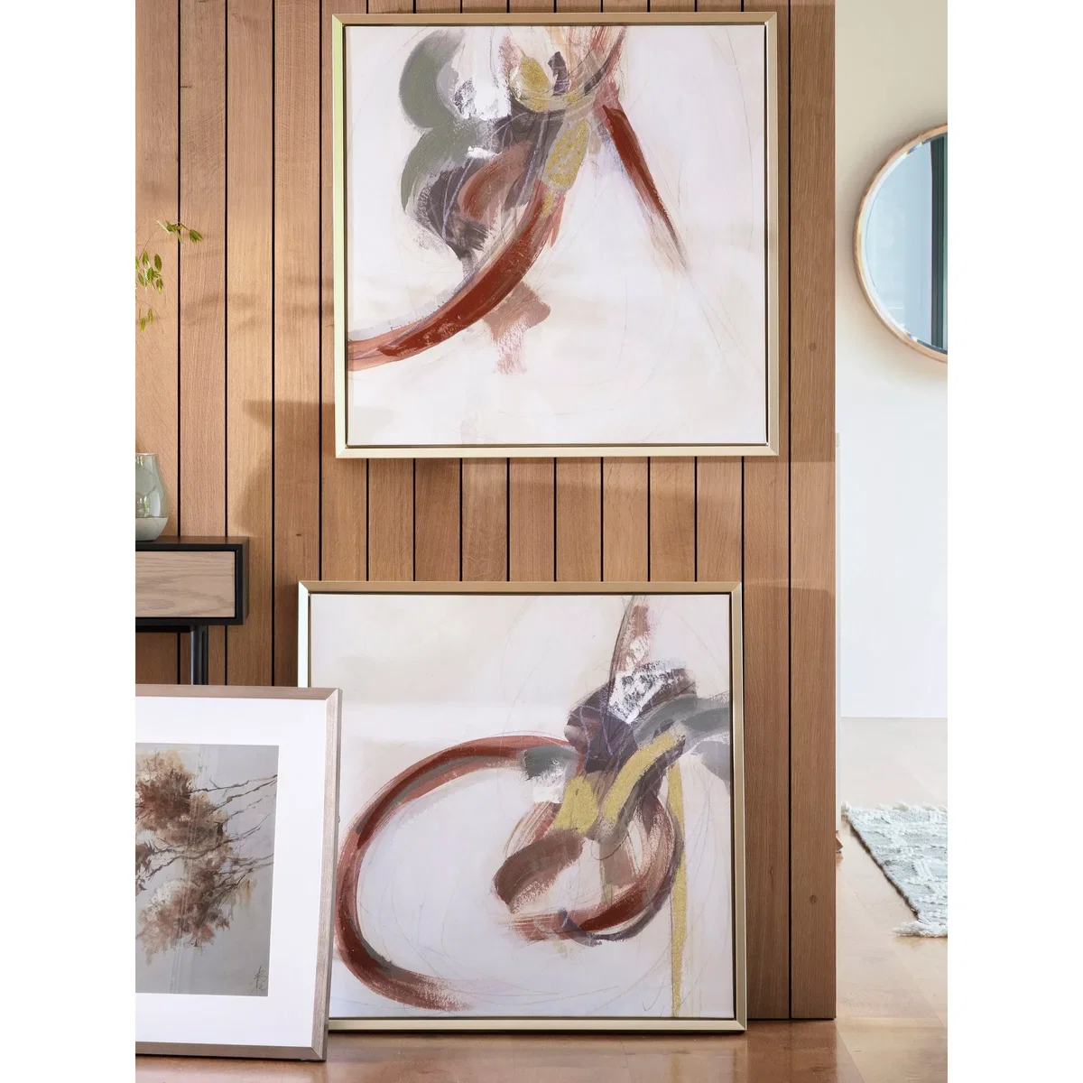 Shibu Abstract - Framed Canvas Print, 74 x 74cm, Red/Gold – image 2