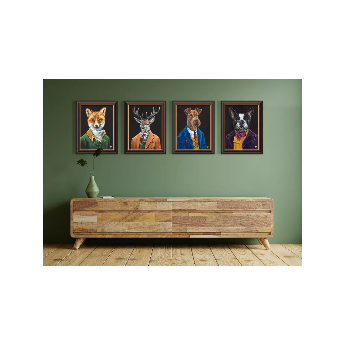 Louise Brown - 'Dapper Fox' Framed Print, 67 x 47cm, Green/Multi – image 2