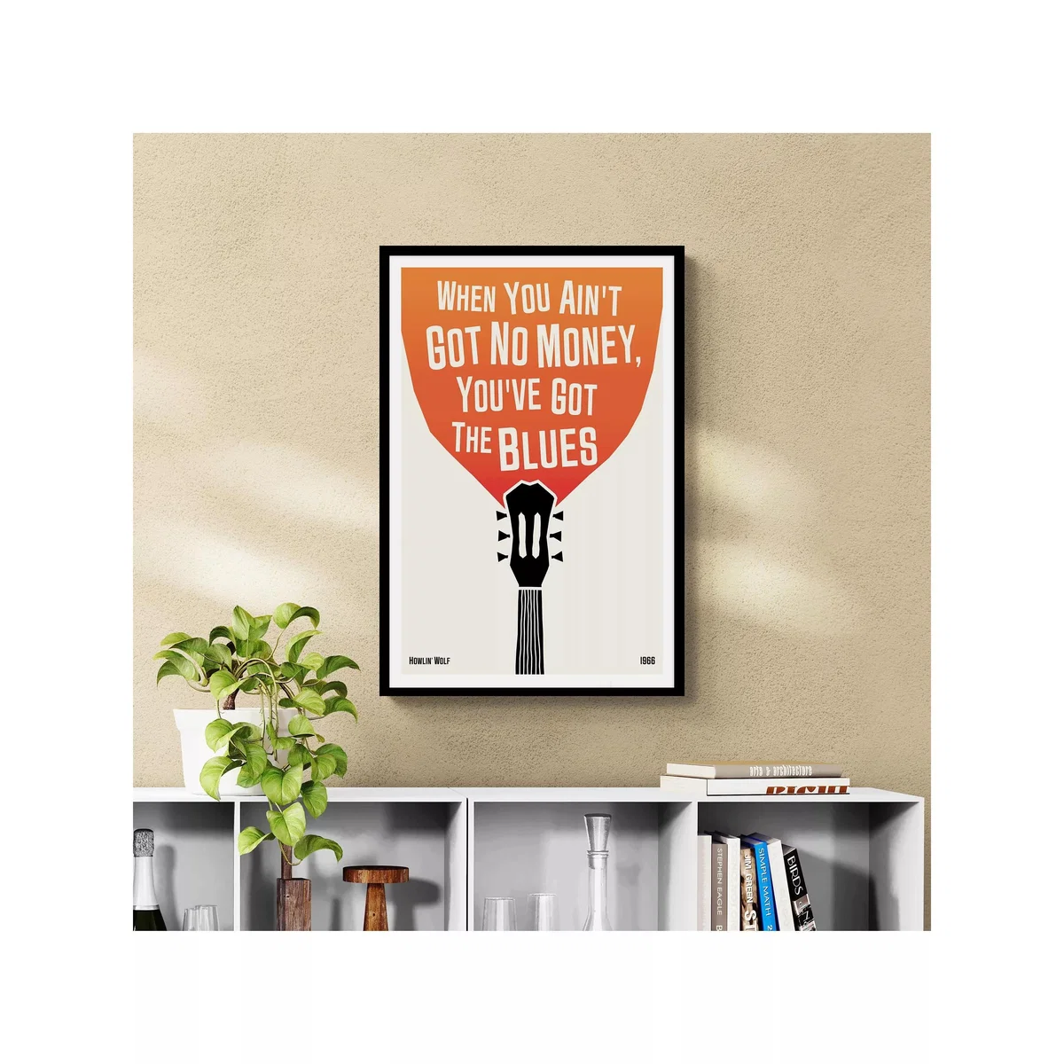 John Lewis Dalston 606 'Howlin' Wolf' Blues Guitar Framed Print, 62 x 42cm, Multi – image 2