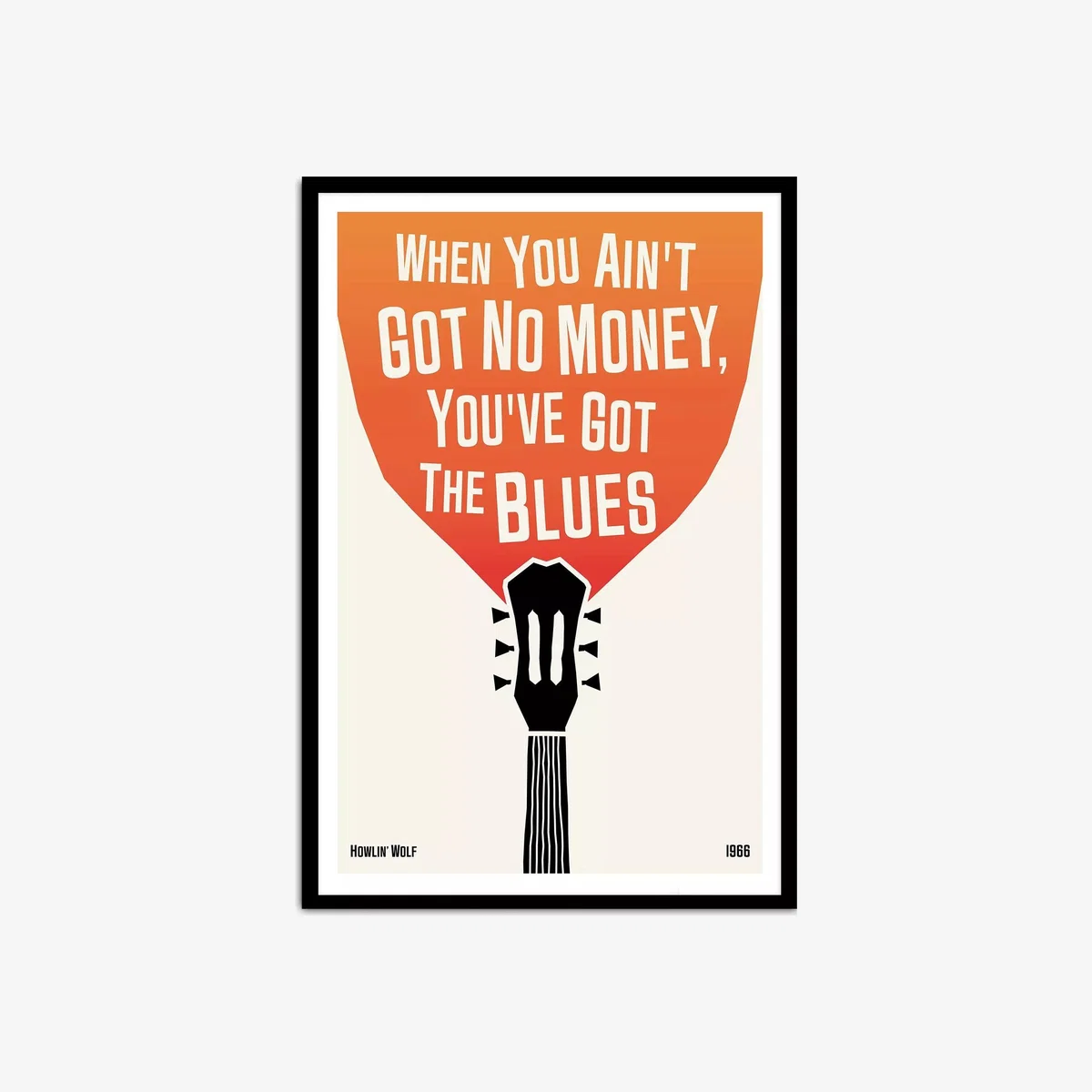 John Lewis Dalston 606 'Howlin' Wolf' Blues Guitar Framed Print, 62 x 42cm, Multi – image 1