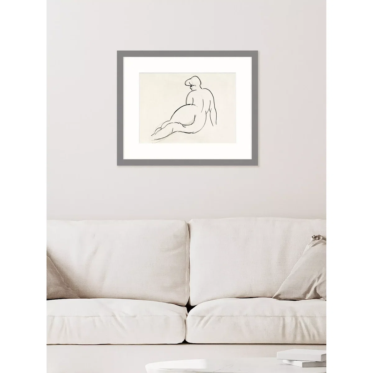 Carl Newman - 'Reclining Nude Back View' Framed Print & Mount, 43.5 x 53.5cm, Grey – image 4