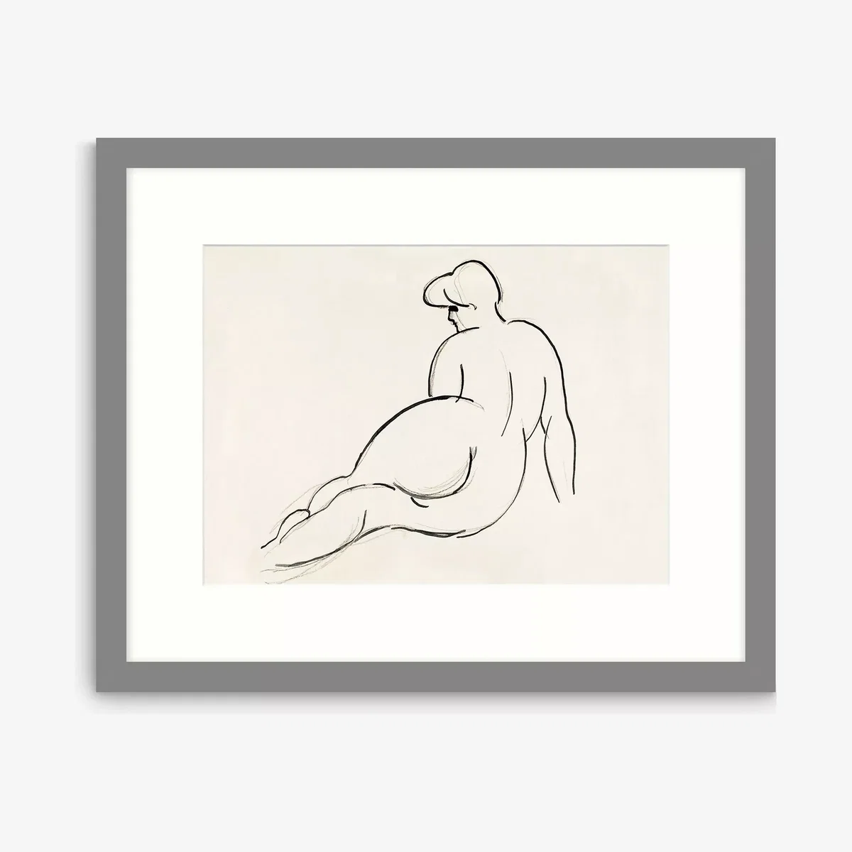 Carl Newman - 'Reclining Nude Back View' Framed Print & Mount, 43.5 x 53.5cm, Grey – image 1