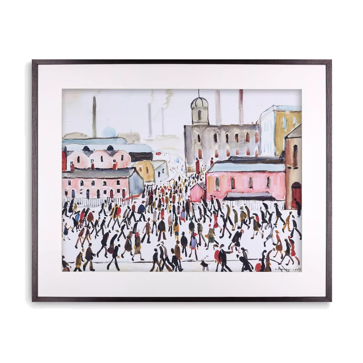 LS Lowry - Going To Work 1959 Framed Print & Mount, 64.8 x 80.2cm – image 1