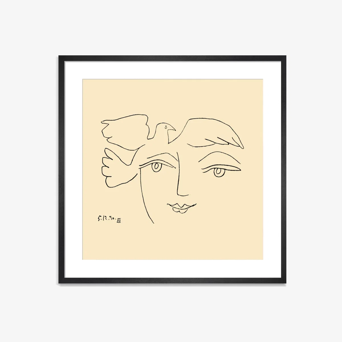 Pablo Picasso - 'Le Visage De La Paix' Framed Print & Mount, 50 x 50cm, White