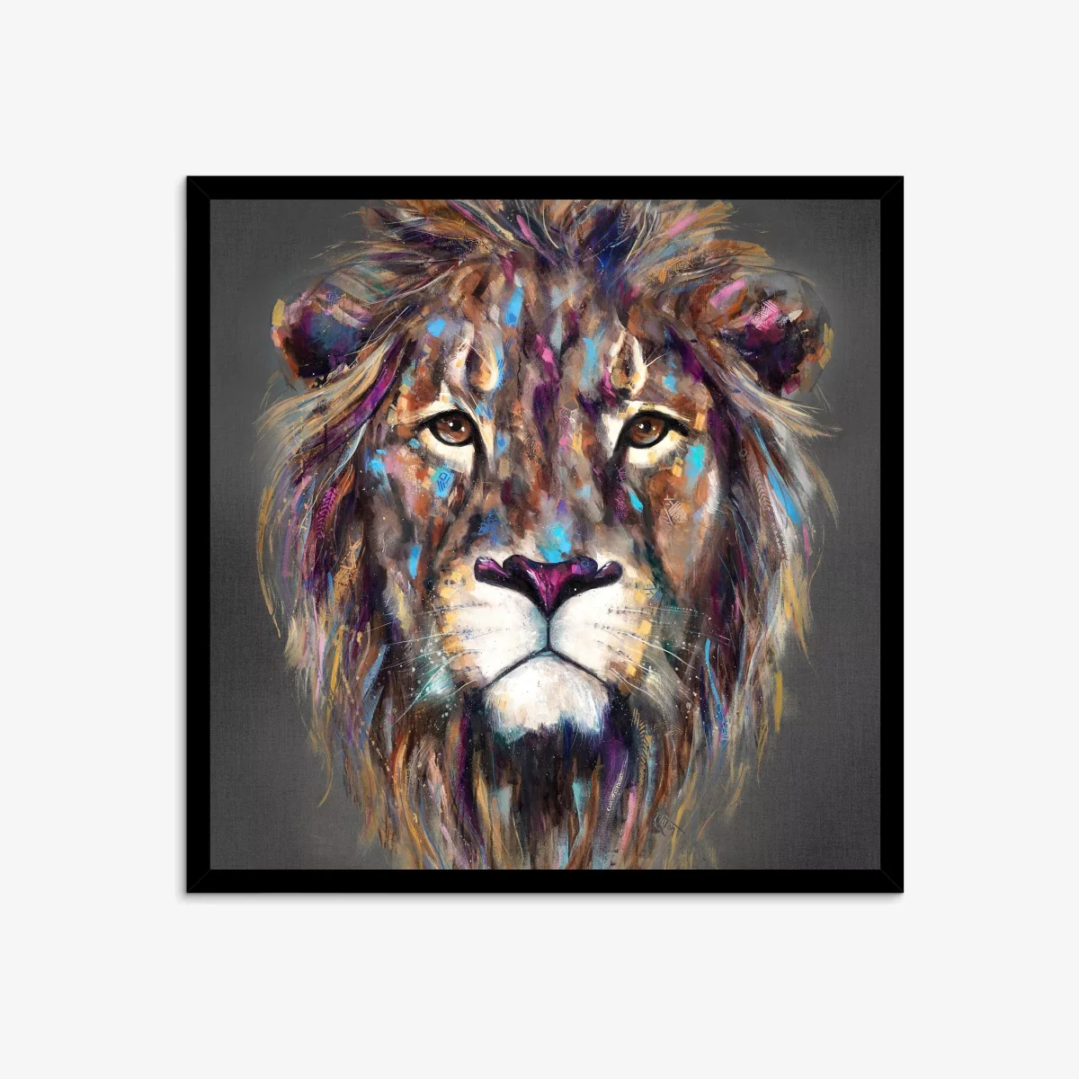 Louise Luton - 'Kendi' Lion Framed Print, 84.5 x 84.5cm, Brown
