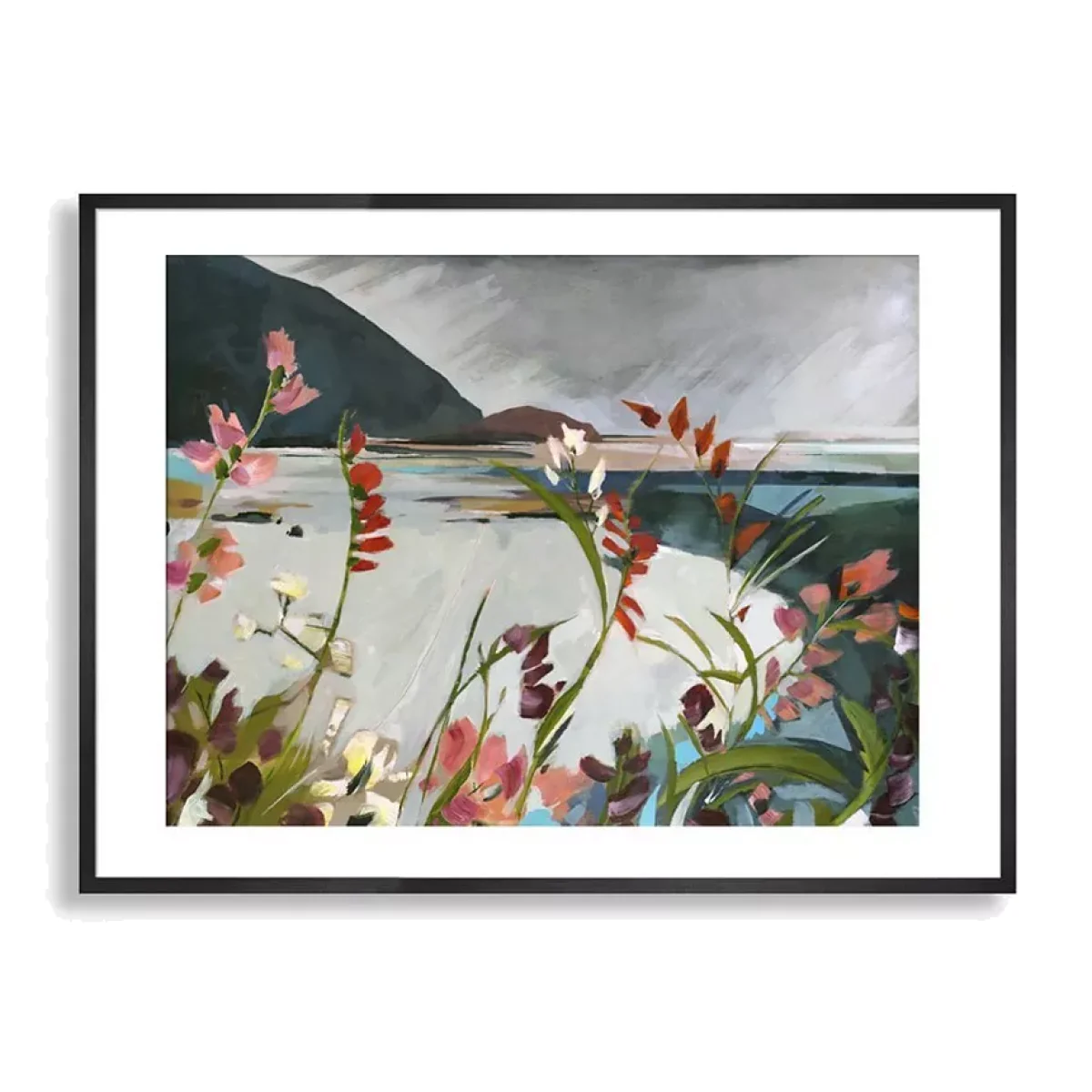 Louise Body - 'Dark and Light' Floral Framed Print & Mount, 50 x 70cm, Grey/Multi