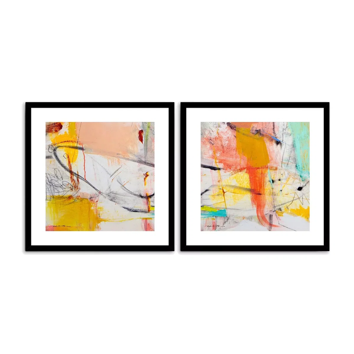 Natasha Barnes - 'Retrospect' Framed Print & Mount, Set of 2, 61.5 x 61.5cm, Yellow/Multi – image 1