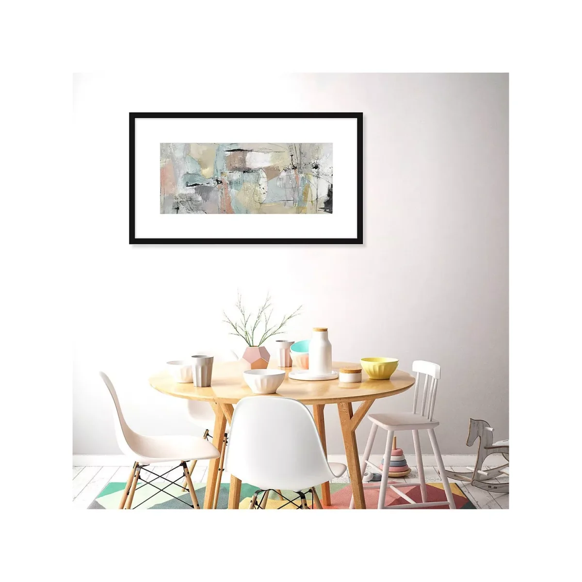 Natasha Barnes - Pastels Styrene Lines Abstract Framed Print & Mount, 64.5 x 114.5cm, Multi – image 2