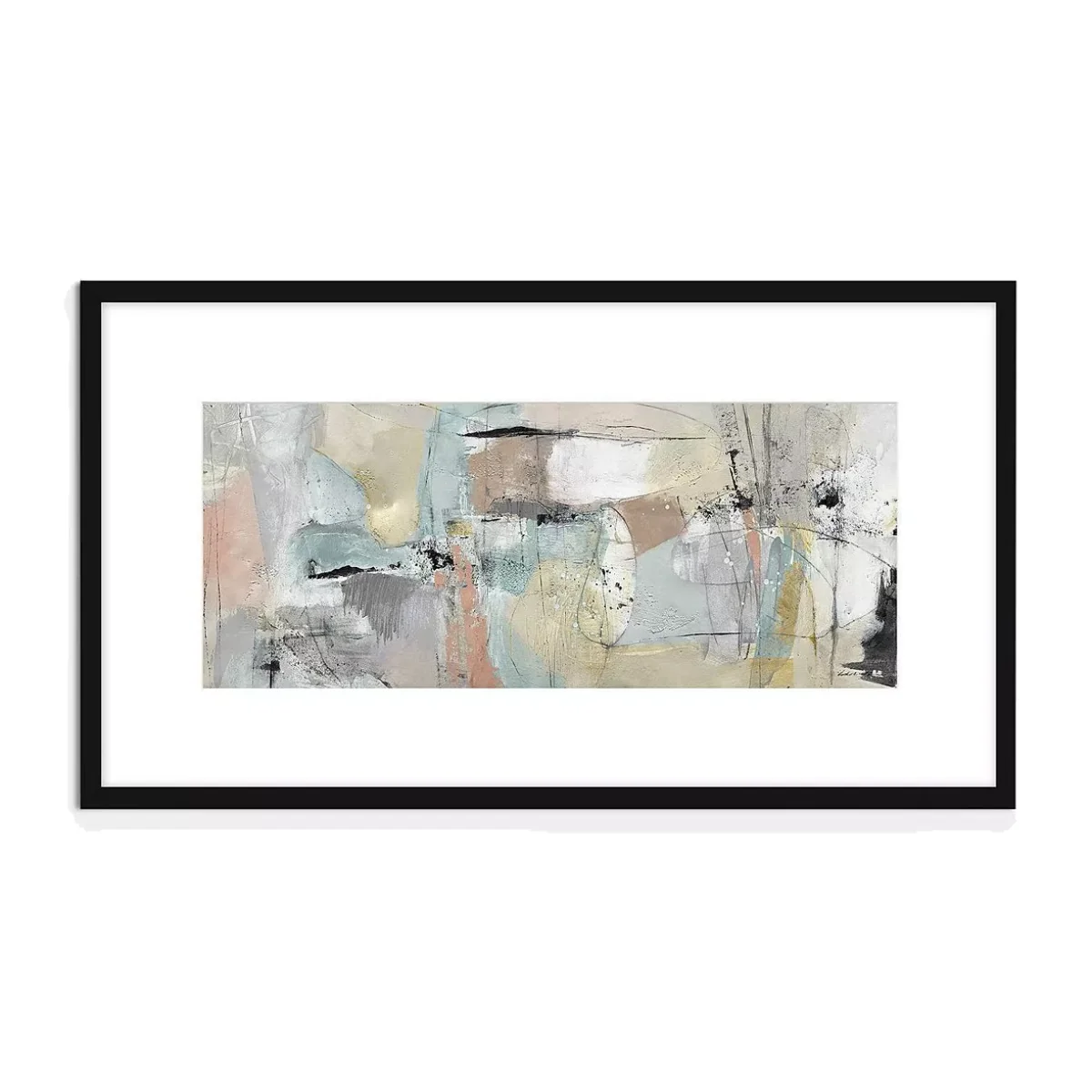 Natasha Barnes - Pastels Styrene Lines Abstract Framed Print & Mount, 64.5 x 114.5cm, Multi – image 1