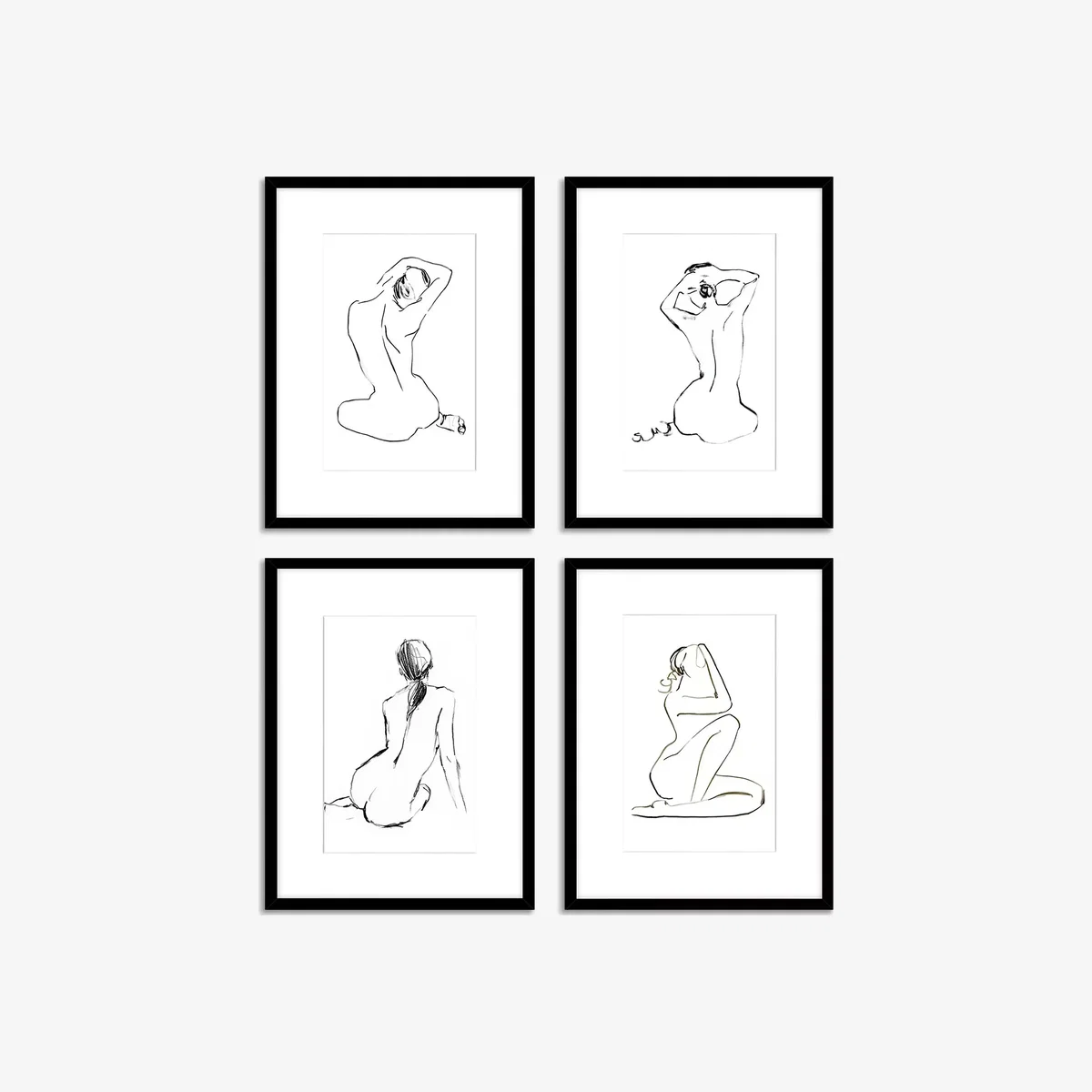 Jennifer Paxton Parker/Ethan Harper - Nude Study Framed Print & Mount, Set of 4, 42 x 32cm, Black/White – image 1