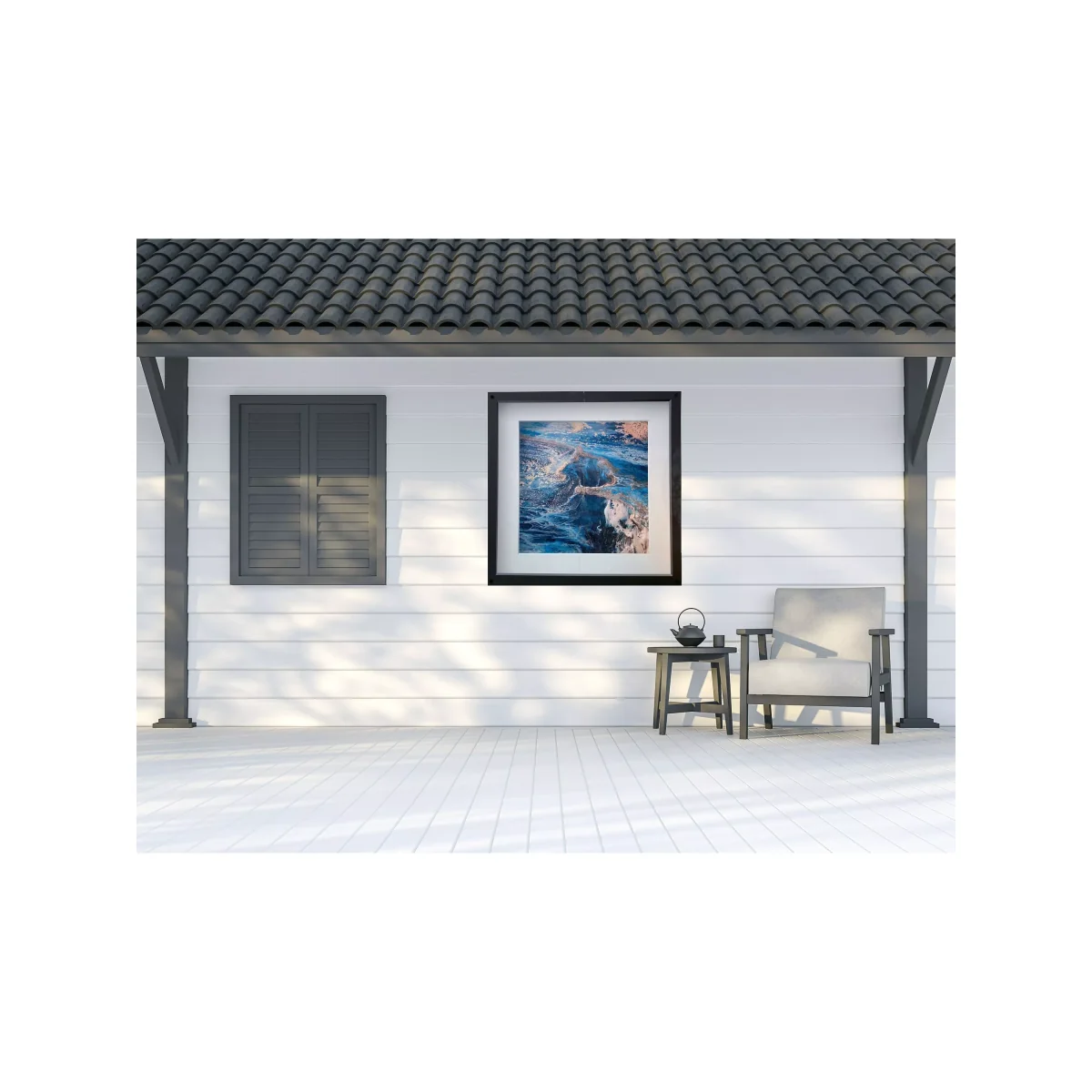 YARDART - Charlotte Clemence 'Maelstrom at Kauai' Outdoor Waterproof Framed Print, 67 x 67cm, Blue – image 3